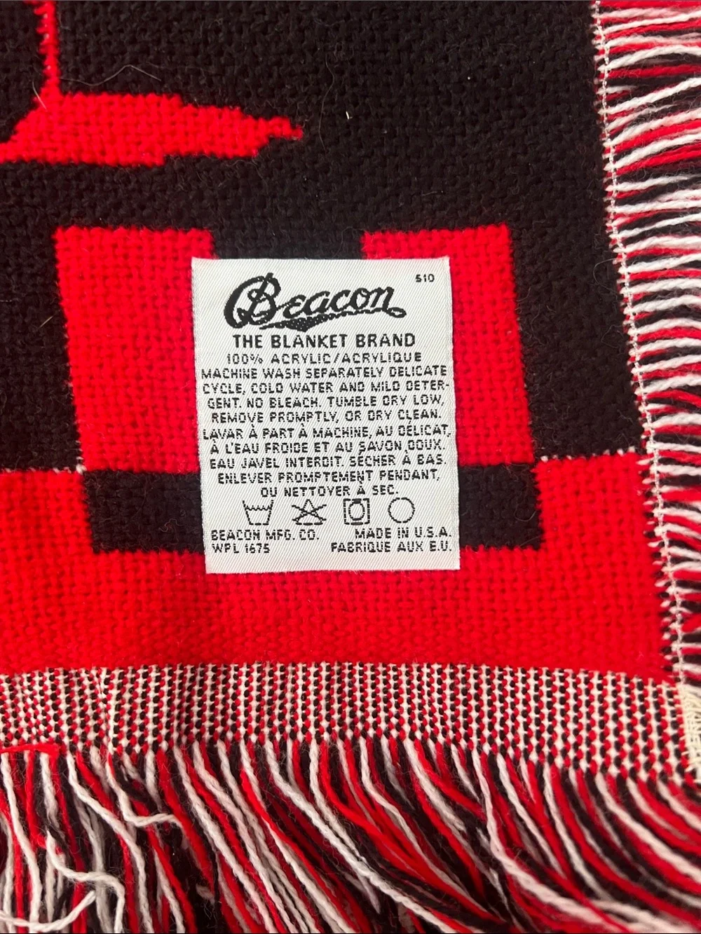 Vintage Disney Mickey Mouse Red Black White Graphic Throw Blanket with Fringe